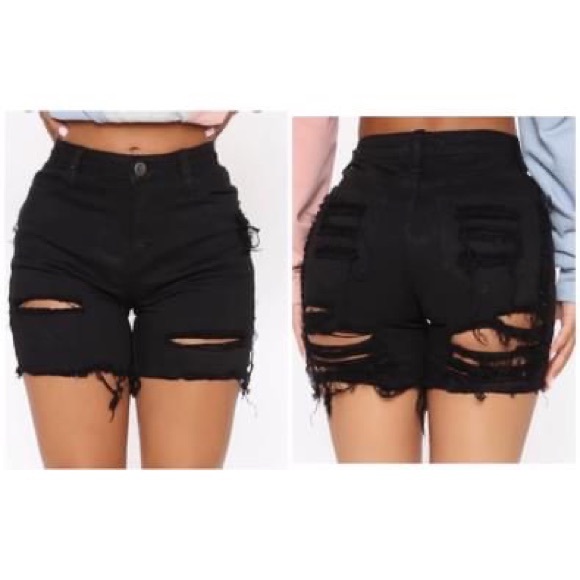 Fashion Nova Pants - Distressed Ripped Jean Shorts BNWT Black Jean shorts